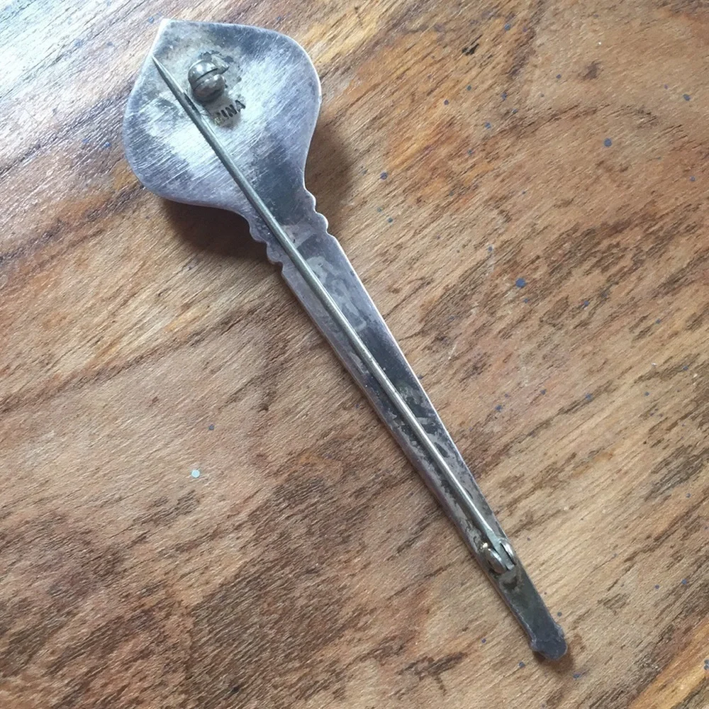 Zina silver Flame Pin Yellow Torch Vintage